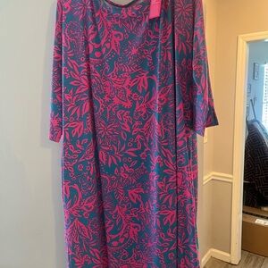 Lilly Pulitzer Vibrant Pink and Blue Long Sleeve Dress